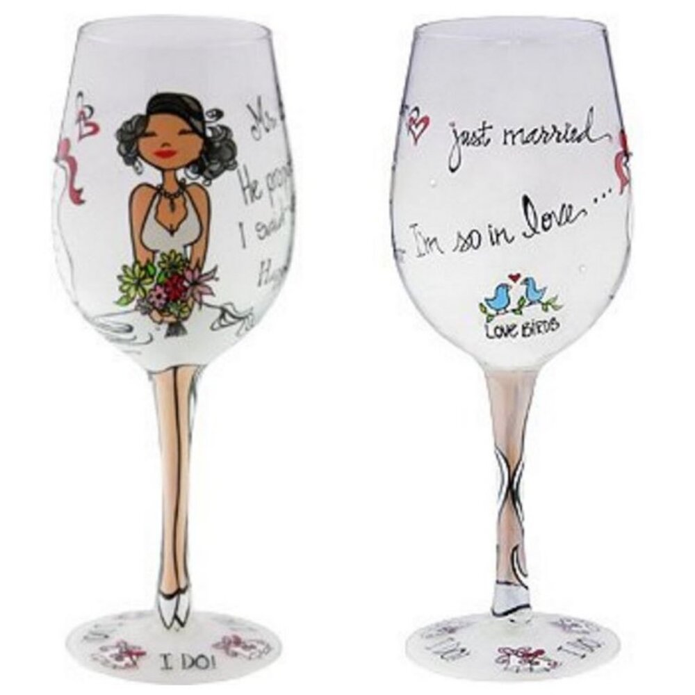 Bottom's Up "I Do" Bride's Wedding Wine Glass by 95 and Sunny